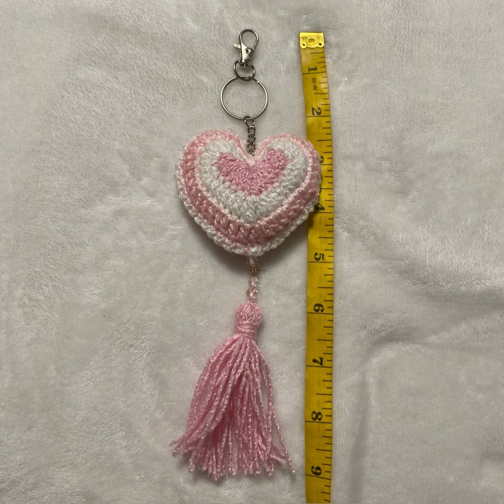 Handmade Crochet Keychain Heart - Picture 6 of 6